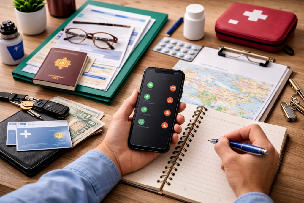 Préparation d’un plan d’urgence en Espagne avec documents, assurance santé et numéros utiles pour expatrié