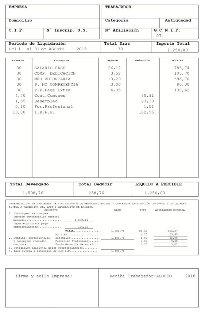 Maîtriser l'aspect administratif de la fiche de paie enEspagne.